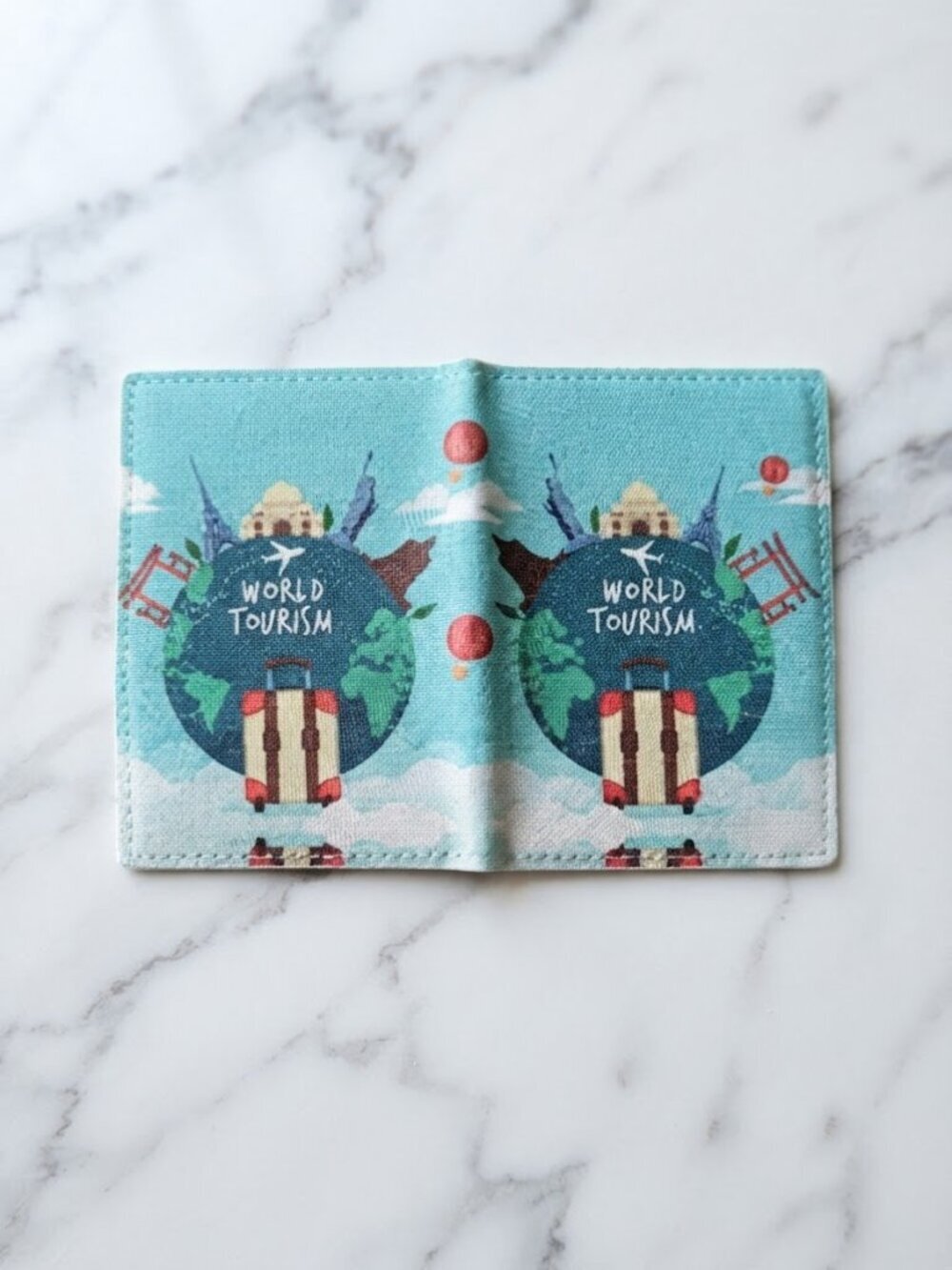 World Tourism Passport Cover - Teal Travel Print - Picture 2 of 5